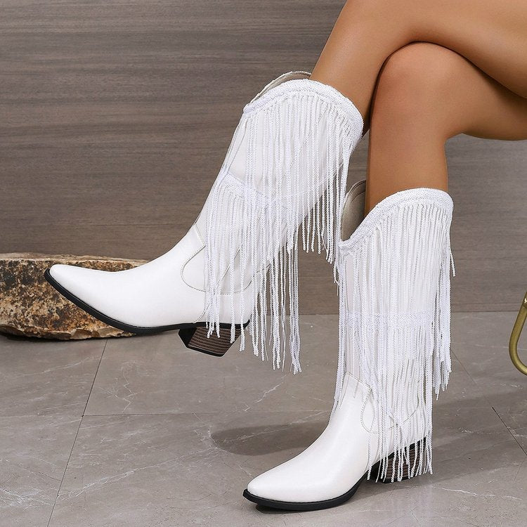 Women's Fringe Tassel Western Long Boots