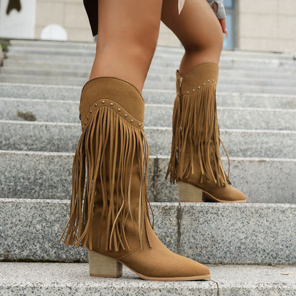 Women's Fringe Tassel Western Long Boots