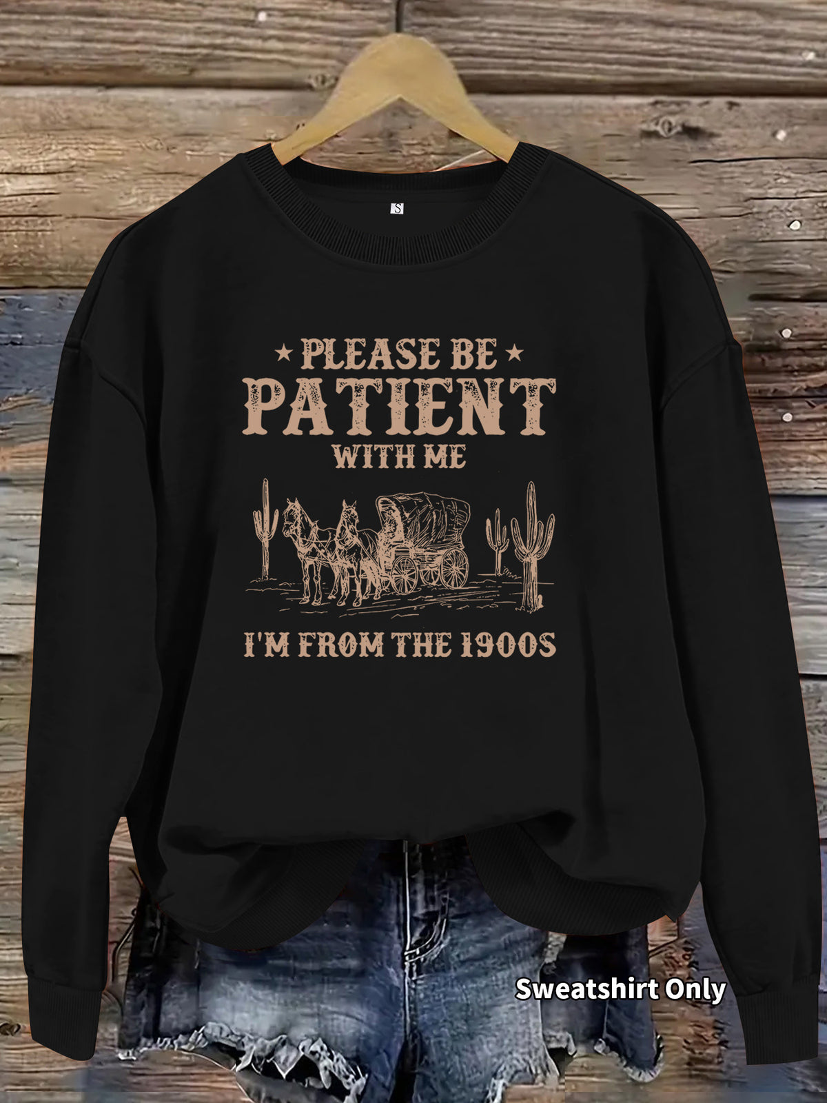Round neck Western landscape printed pullover sweatshirt sweatshirt