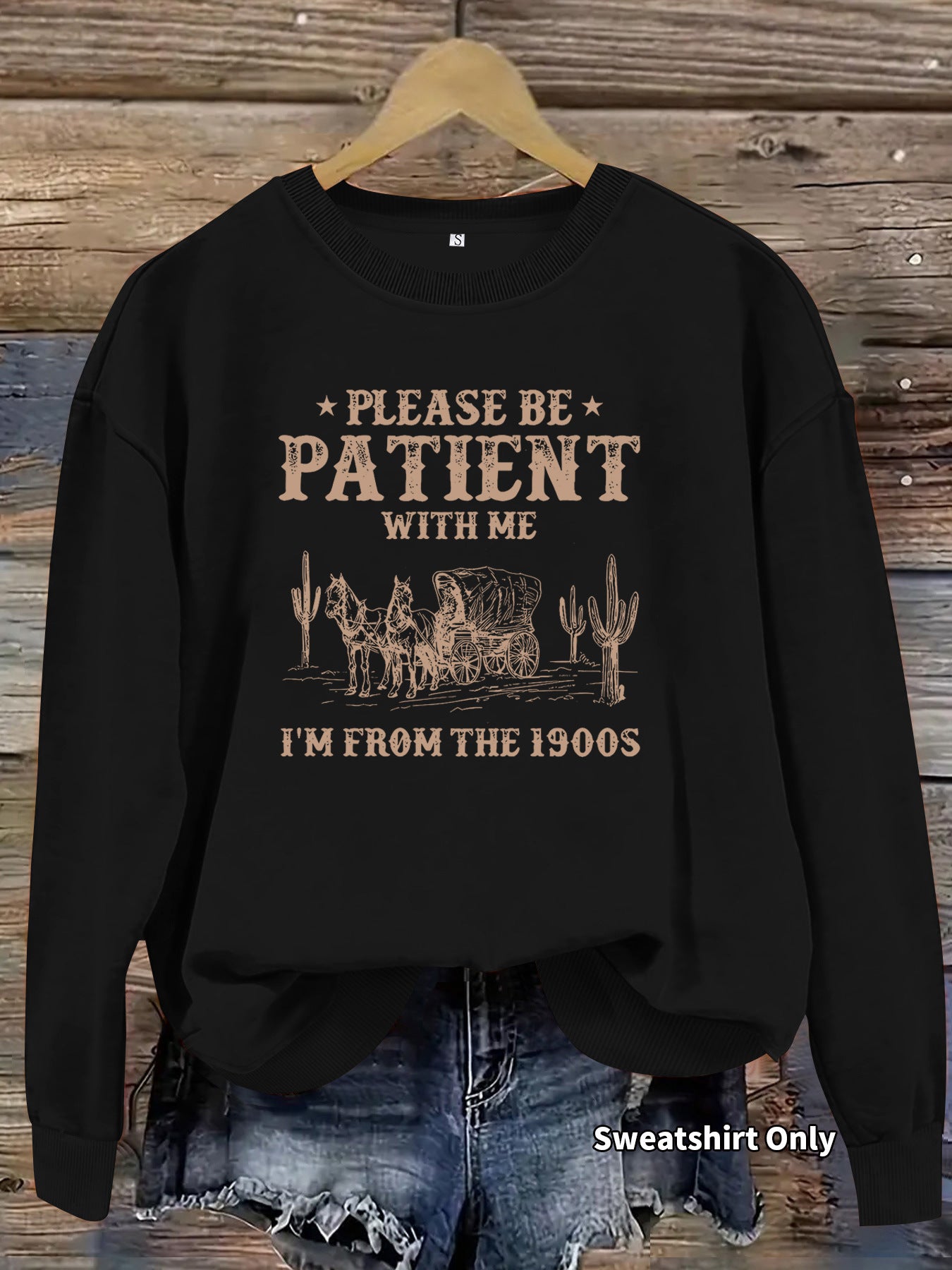 Round neck Western landscape printed pullover sweatshirt sweatshirt