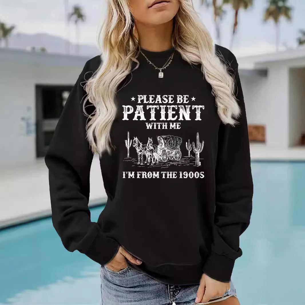 Round neck Western landscape retro pullover sweatshirt sweatshirt