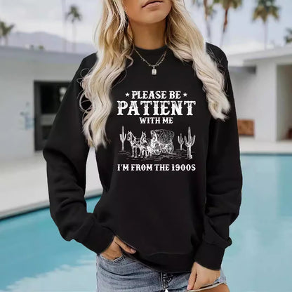 Round neck Western landscape retro pullover sweatshirt sweatshirt