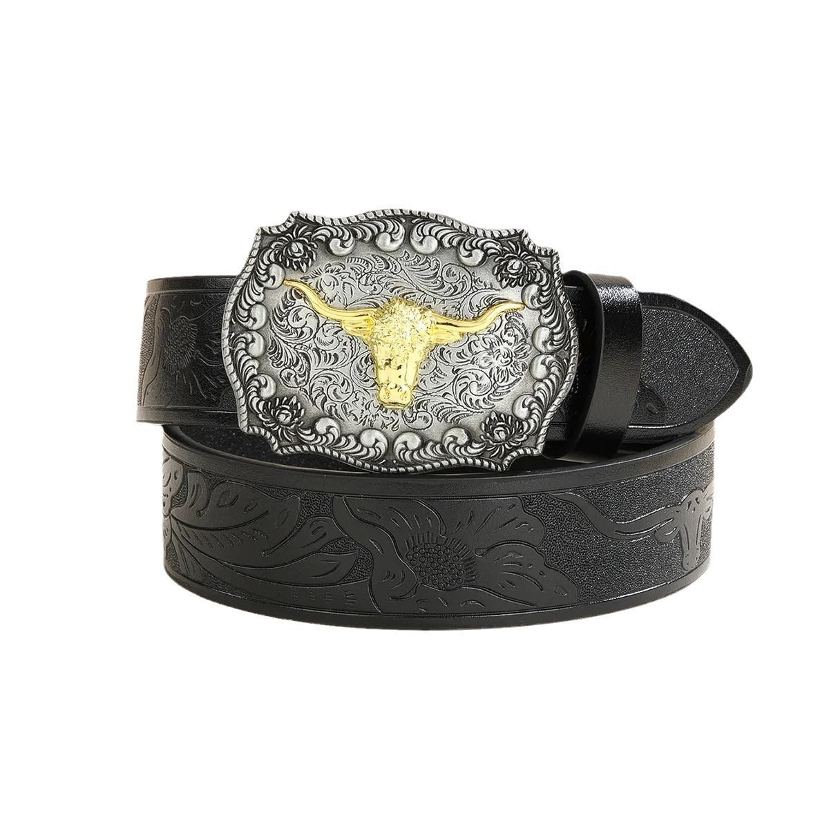 Western Cowboy Belt with Bull Head Buckle
