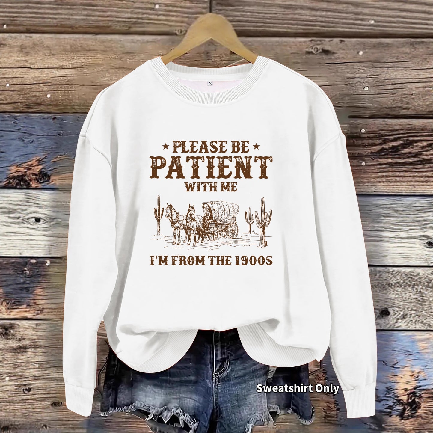Round neck Western landscape printed pullover sweatshirt sweatshirt