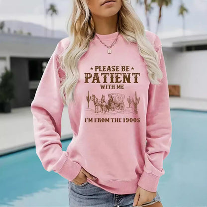 Round neck Western landscape retro pullover sweatshirt sweatshirt