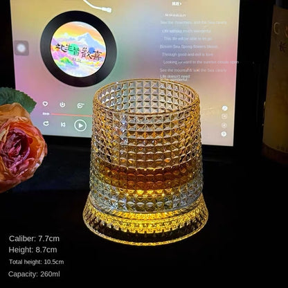 【 Send Luminous Cup Mat 】 Luminous Rotating Whiskey Glass Rotation Decompression Western Wine Glass Tumbler