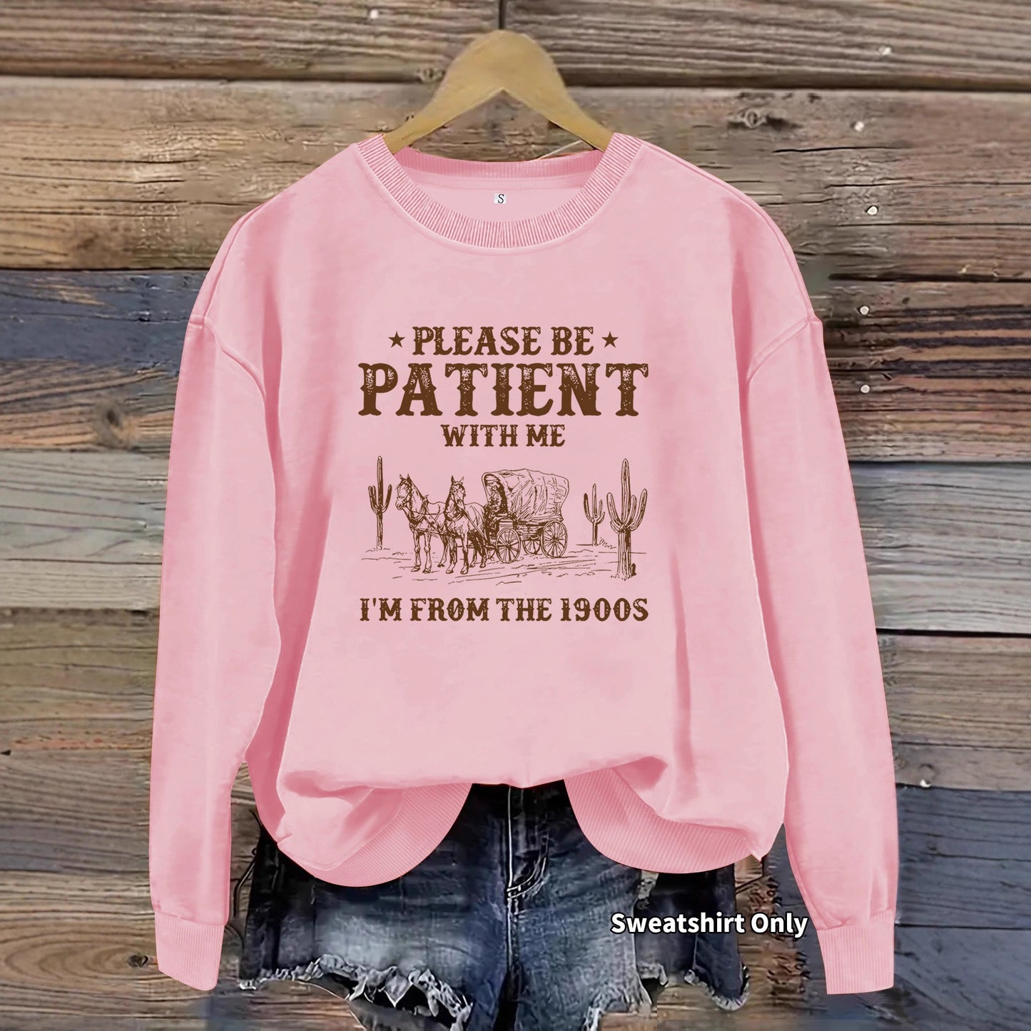 Round neck Western landscape printed pullover sweatshirt sweatshirt
