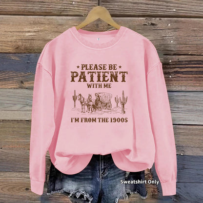 Round neck Western landscape printed pullover sweatshirt sweatshirt
