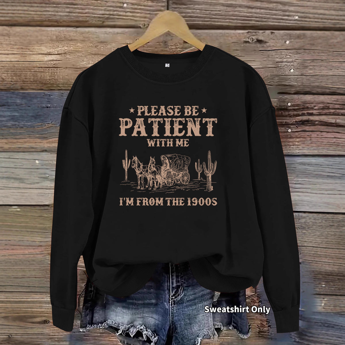 Round neck Western landscape printed pullover sweatshirt sweatshirt