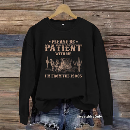 Round neck Western landscape printed pullover sweatshirt sweatshirt