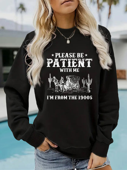 Round neck Western landscape retro pullover sweatshirt sweatshirt
