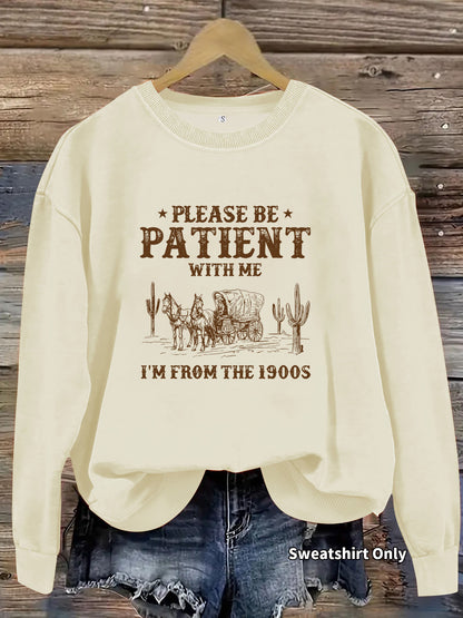 Round neck Western landscape printed pullover sweatshirt sweatshirt