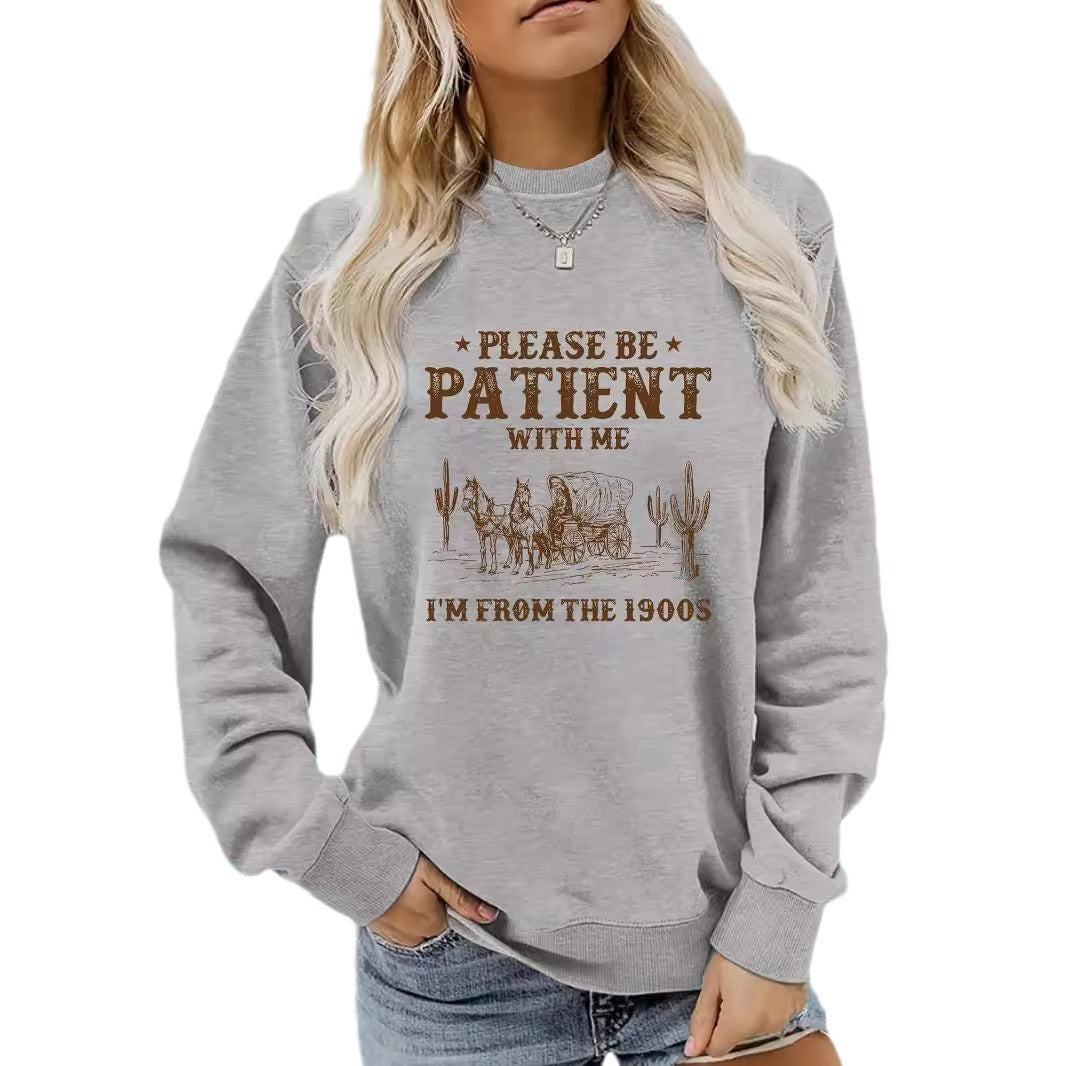 Round neck Western landscape retro pullover sweatshirt sweatshirt