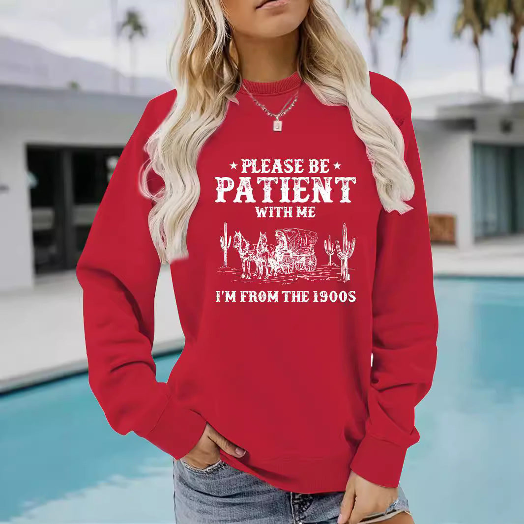 Round neck Western landscape retro pullover sweatshirt sweatshirt