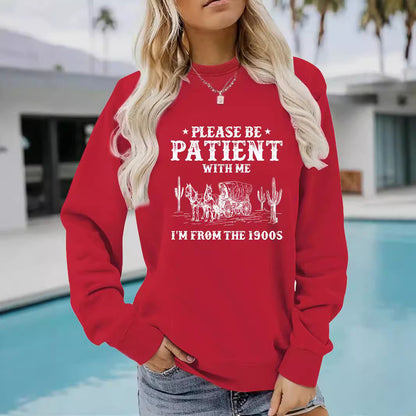 Round neck Western landscape retro pullover sweatshirt sweatshirt