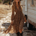 Western Ethnic Style Floral Printed Vintage Casual Dress for Women