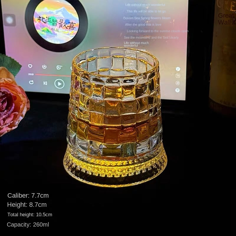 【 Send Luminous Cup Mat 】 Luminous Rotating Whiskey Glass Rotation Decompression Western Wine Glass Tumbler