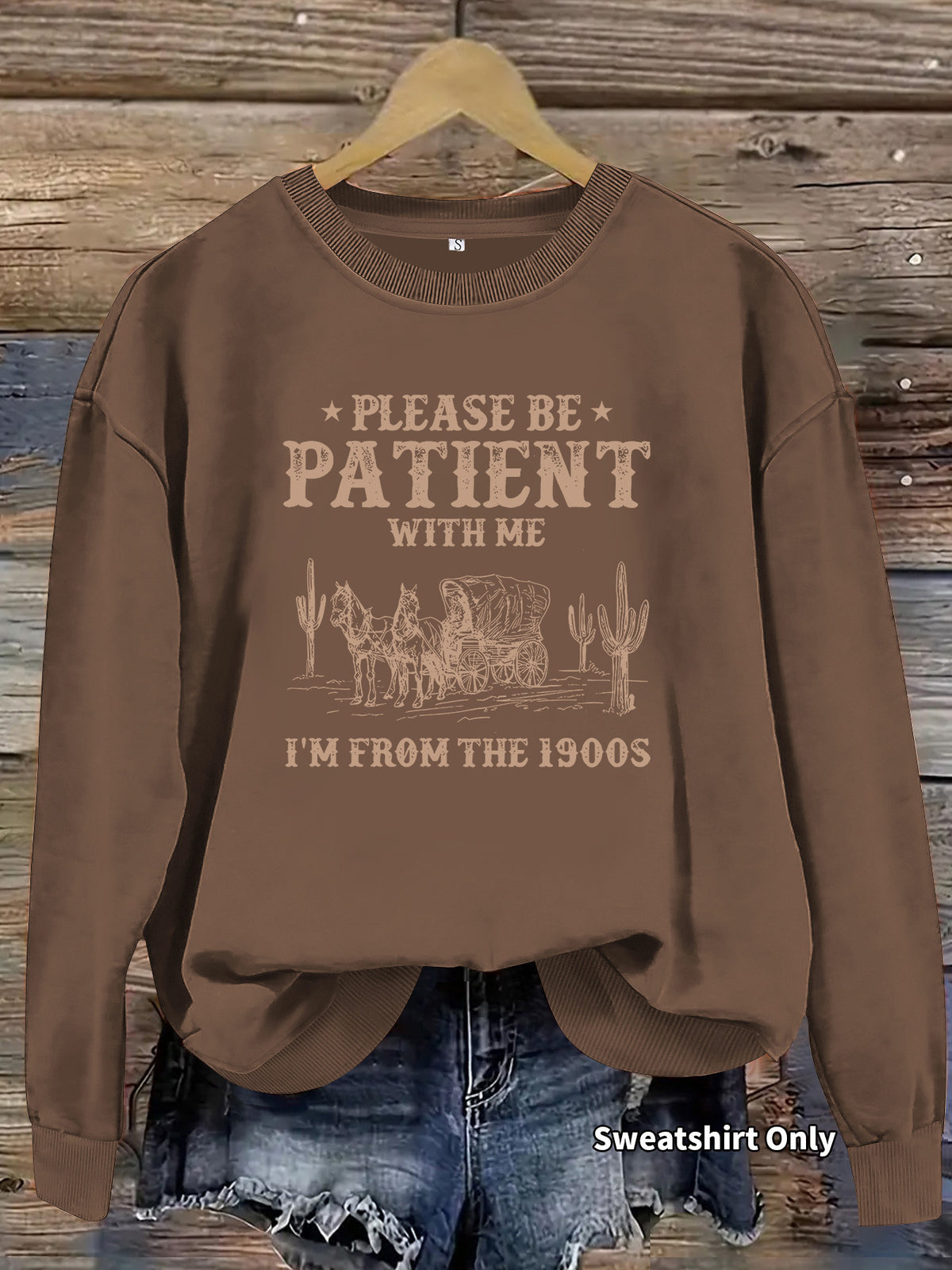Round neck Western landscape printed pullover sweatshirt sweatshirt