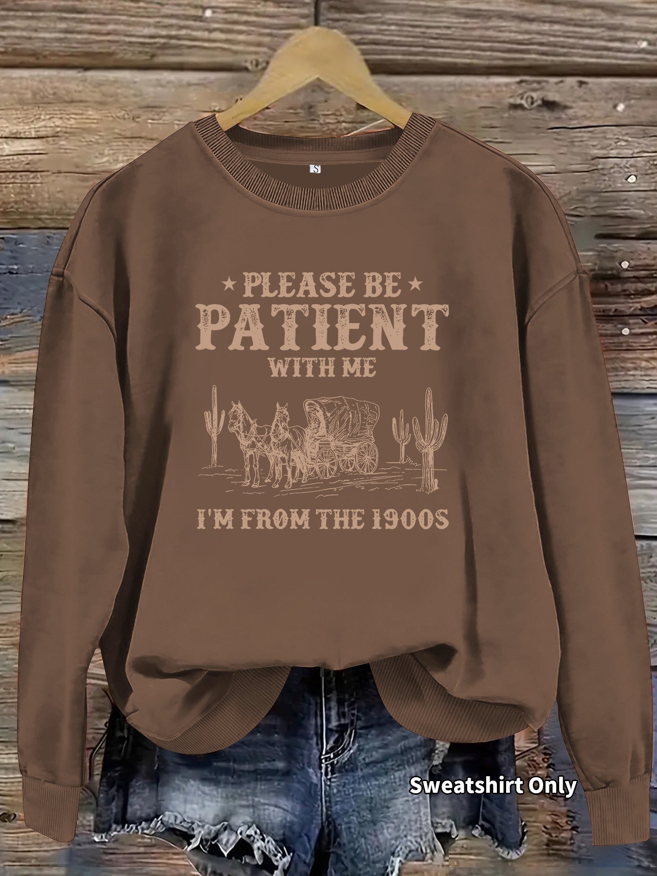 Round neck Western landscape printed pullover sweatshirt sweatshirt