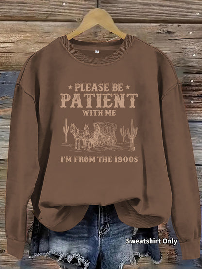Round neck Western landscape printed pullover sweatshirt sweatshirt