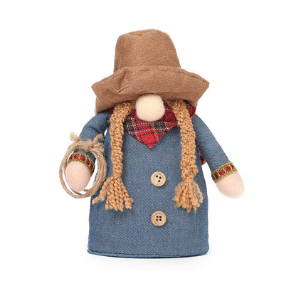 New North American western cowboy hat country style Rudolph doll hemp rope lasso faceless doll dwarf