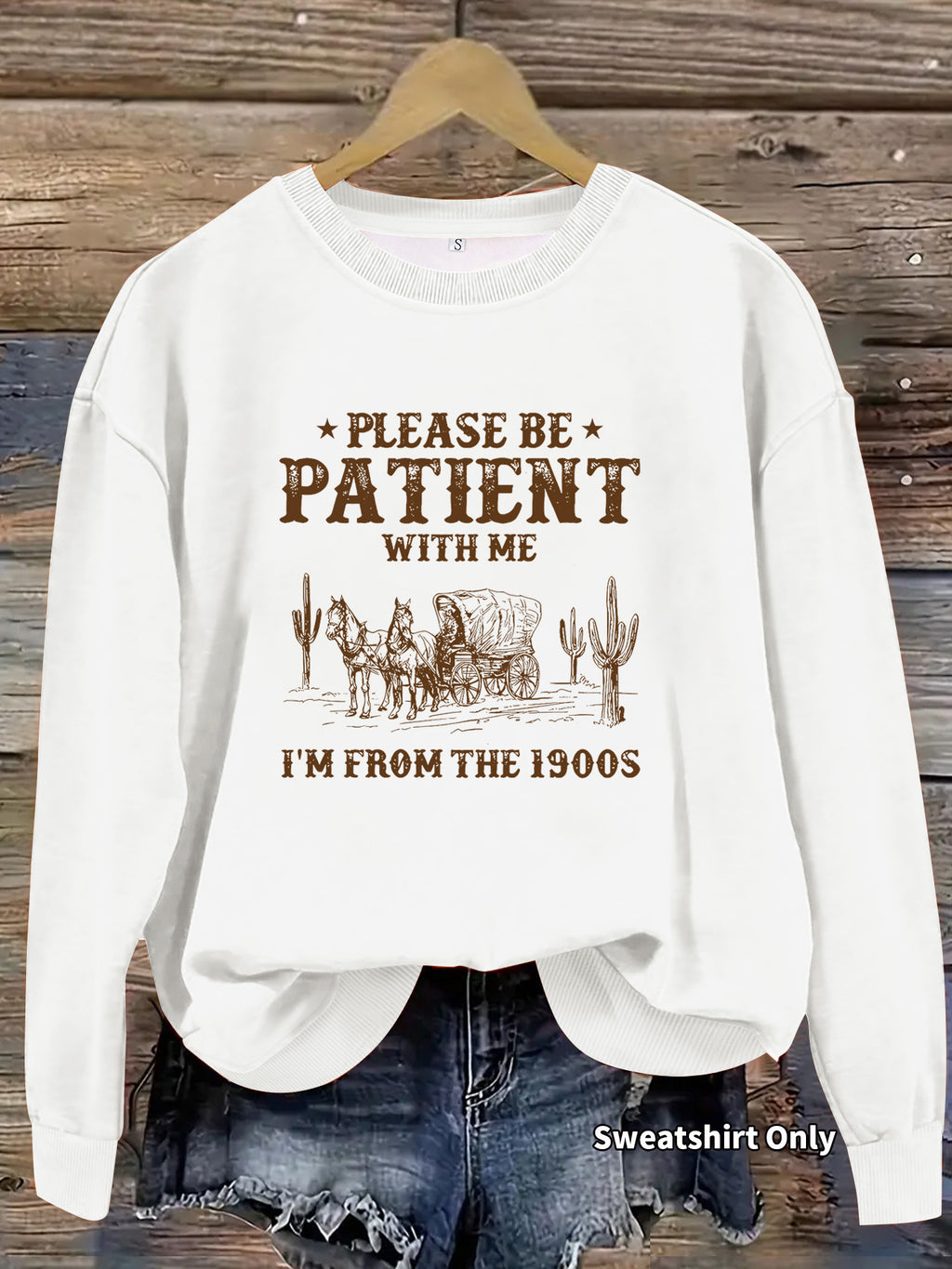 Round neck Western landscape printed pullover sweatshirt sweatshirt