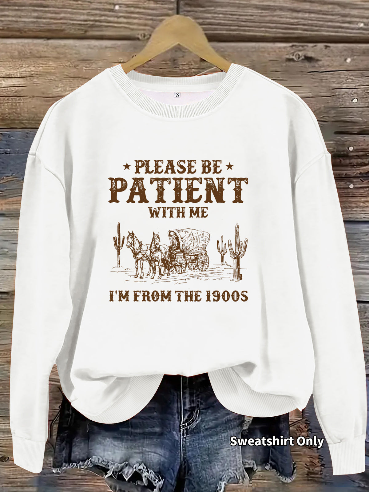 Round neck Western landscape printed pullover sweatshirt sweatshirt