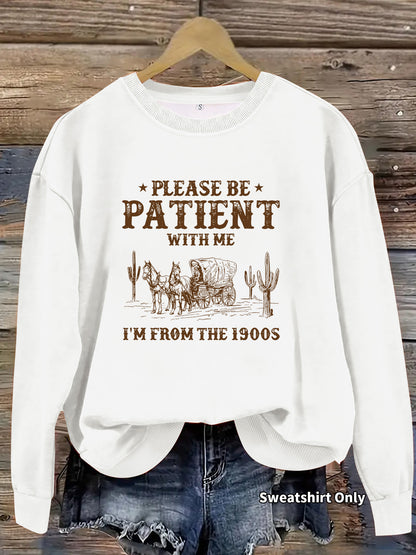 Round neck Western landscape printed pullover sweatshirt sweatshirt
