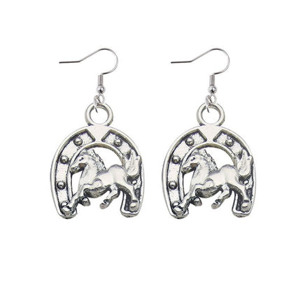 Western Cowboy Earrings, Cow Head Pistol Boots, Horse Hooves, Vintage Alloy Earrings, Ethnic Style