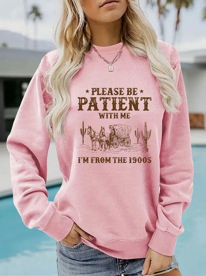Round neck Western landscape retro pullover sweatshirt sweatshirt