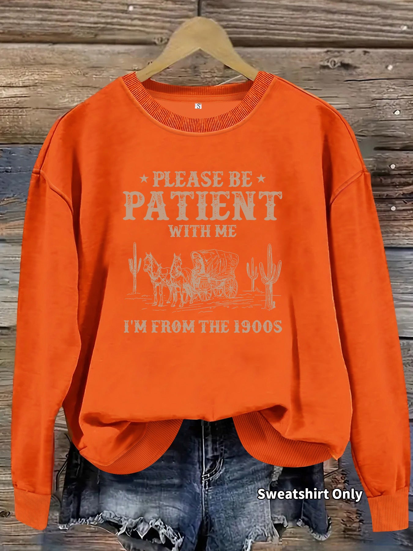 Round neck Western landscape printed pullover sweatshirt sweatshirt