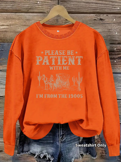 Round neck Western landscape printed pullover sweatshirt sweatshirt