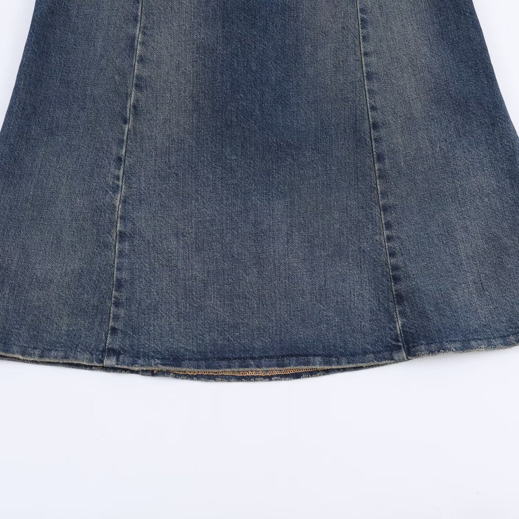 New women's western-style denim Midi dress