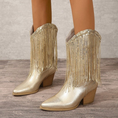 Women's Fringe Tassel Western Long Boots