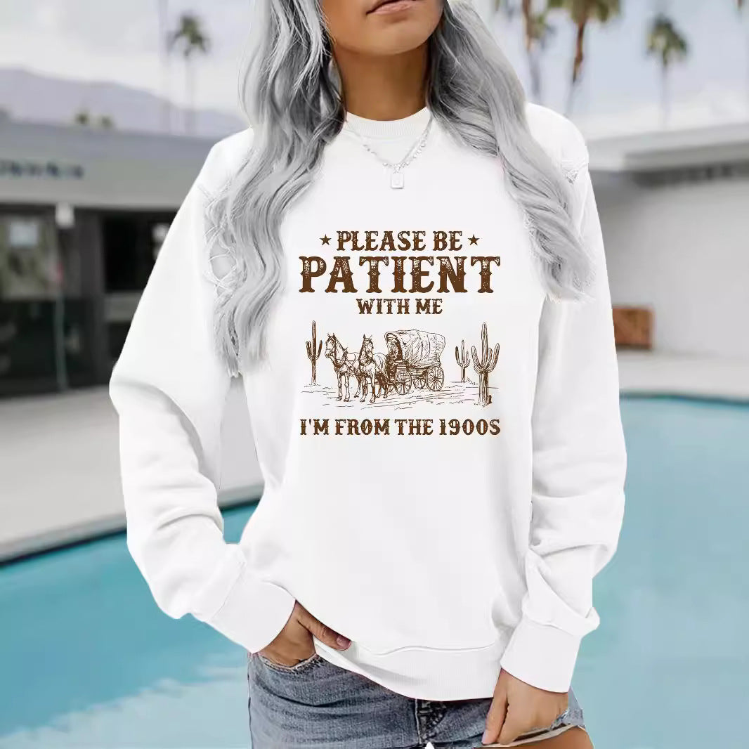 Round neck Western landscape retro pullover sweatshirt sweatshirt