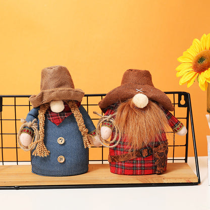 New North American western cowboy hat country style Rudolph doll hemp rope lasso faceless doll dwarf