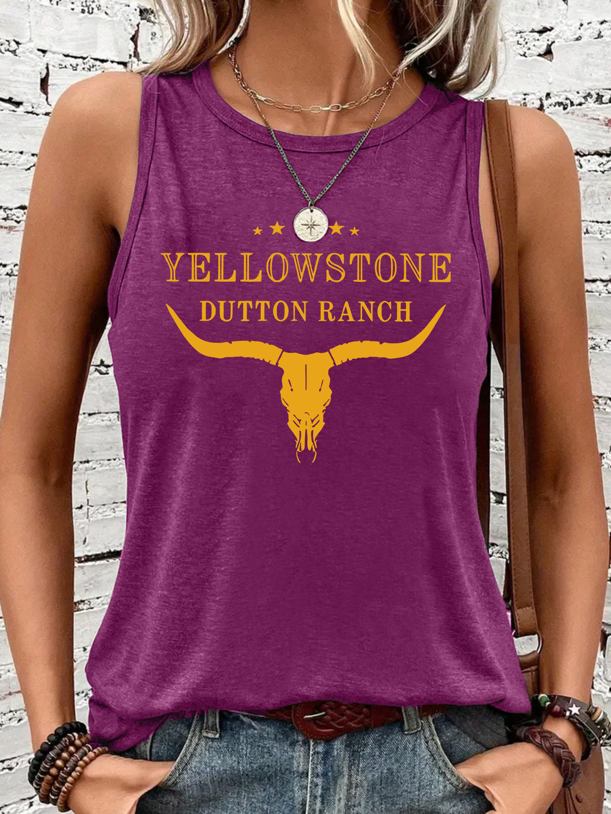 Western denim printed vest