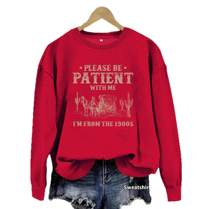 Round neck Western landscape printed pullover sweatshirt sweatshirt