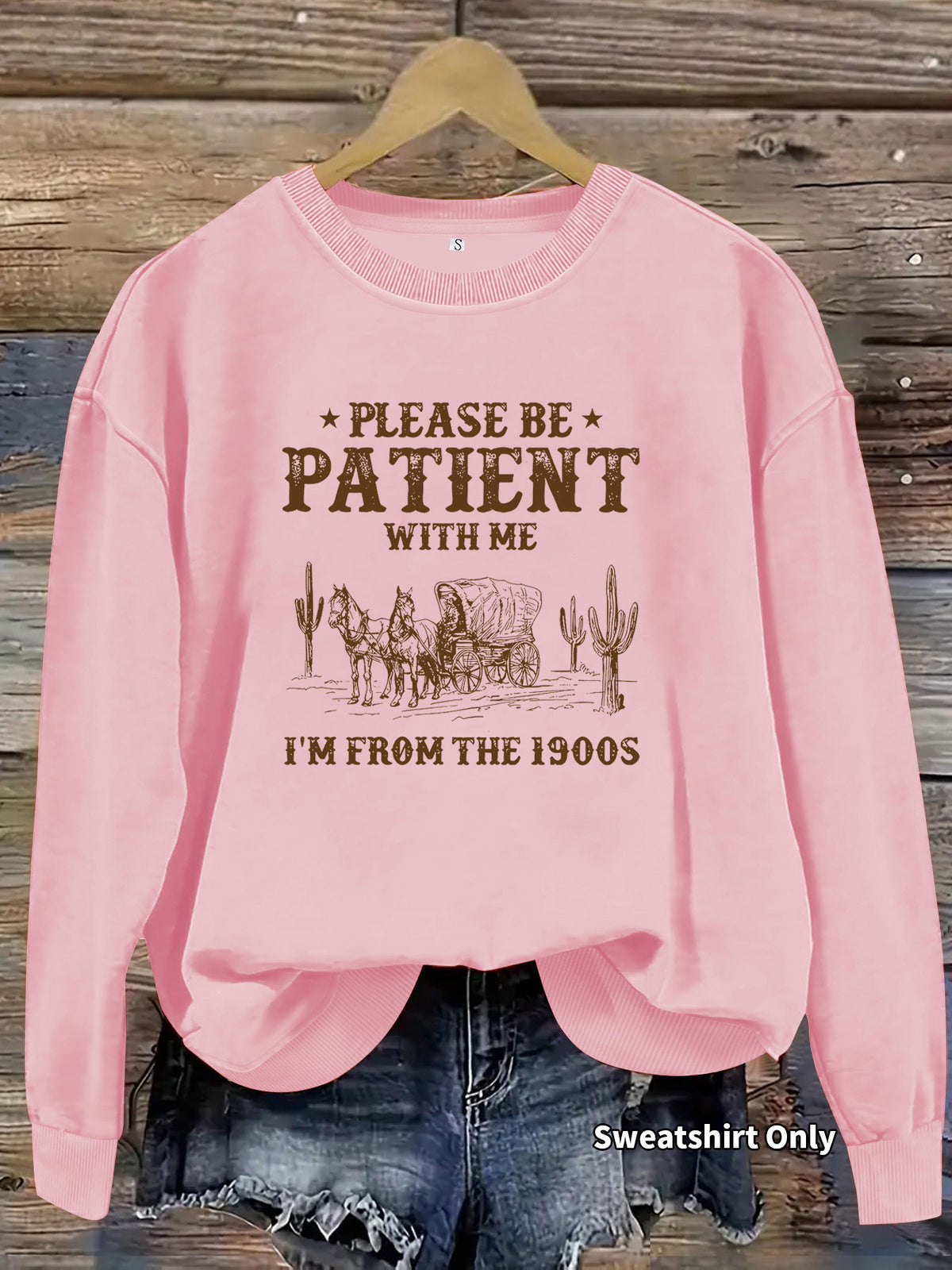 Round neck Western landscape printed pullover sweatshirt sweatshirt