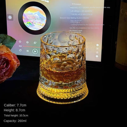 【 Send Luminous Cup Mat 】 Luminous Rotating Whiskey Glass Rotation Decompression Western Wine Glass Tumbler