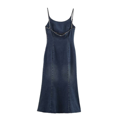 New women's western-style denim Midi dress