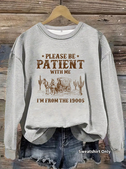 Round neck Western landscape printed pullover sweatshirt sweatshirt