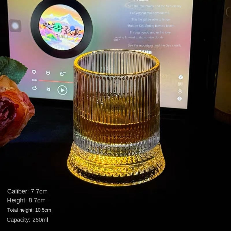 【 Send Luminous Cup Mat 】 Luminous Rotating Whiskey Glass Rotation Decompression Western Wine Glass Tumbler