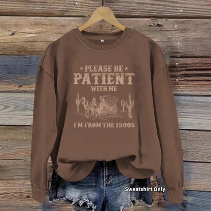 Round neck Western landscape printed pullover sweatshirt sweatshirt