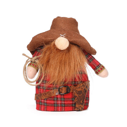 New North American western cowboy hat country style Rudolph doll hemp rope lasso faceless doll dwarf