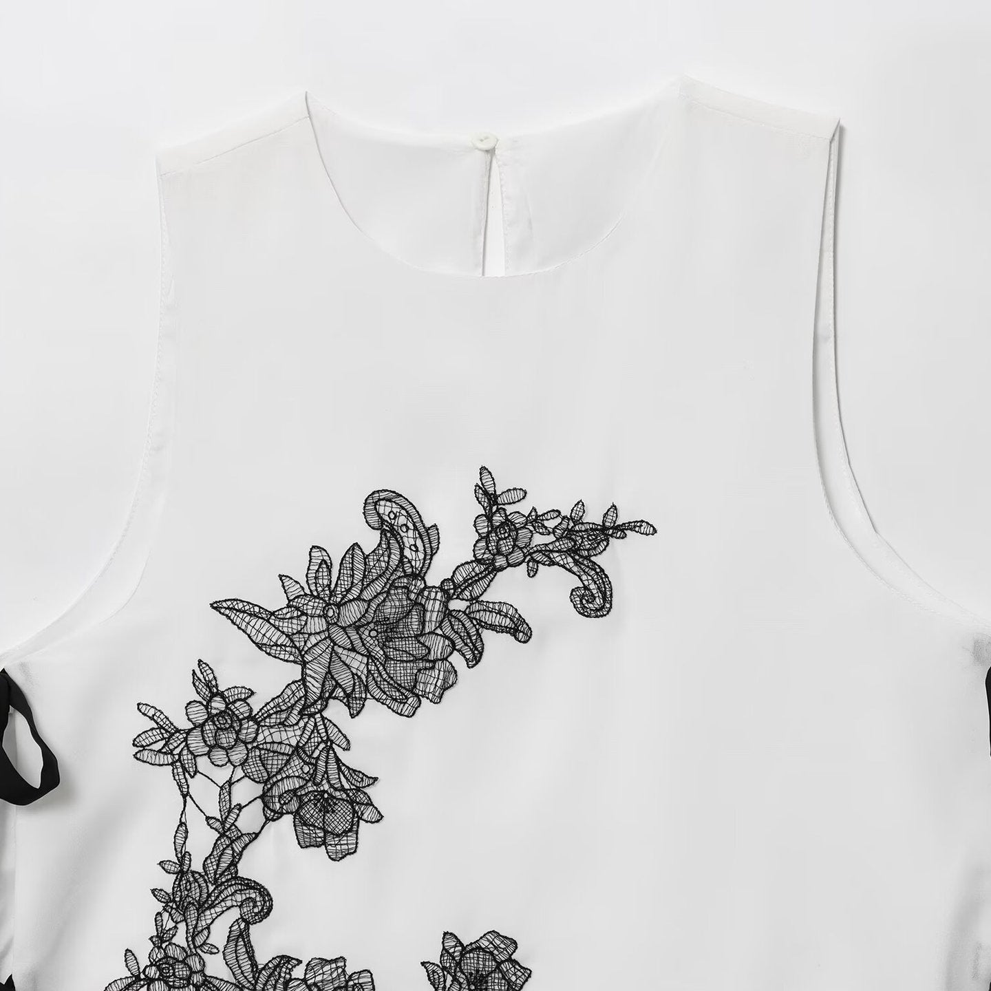 Western style flower embroidery bow decoration top