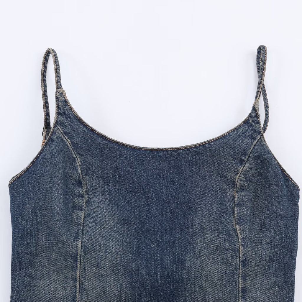 New women's western-style denim Midi dress