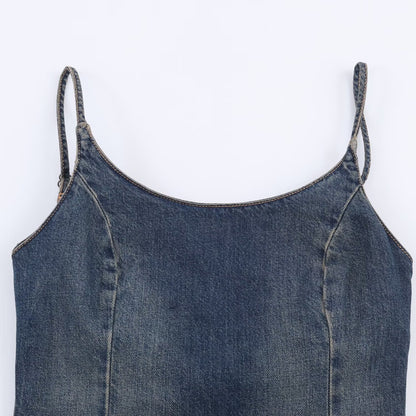New women's western-style denim Midi dress