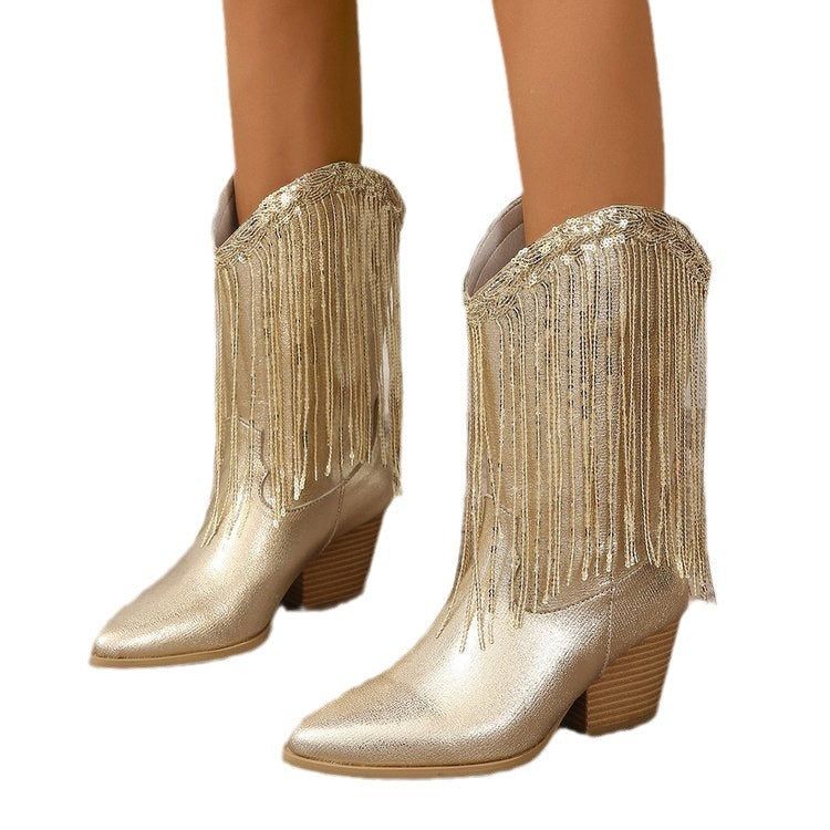 Women's Fringe Tassel Western Long Boots